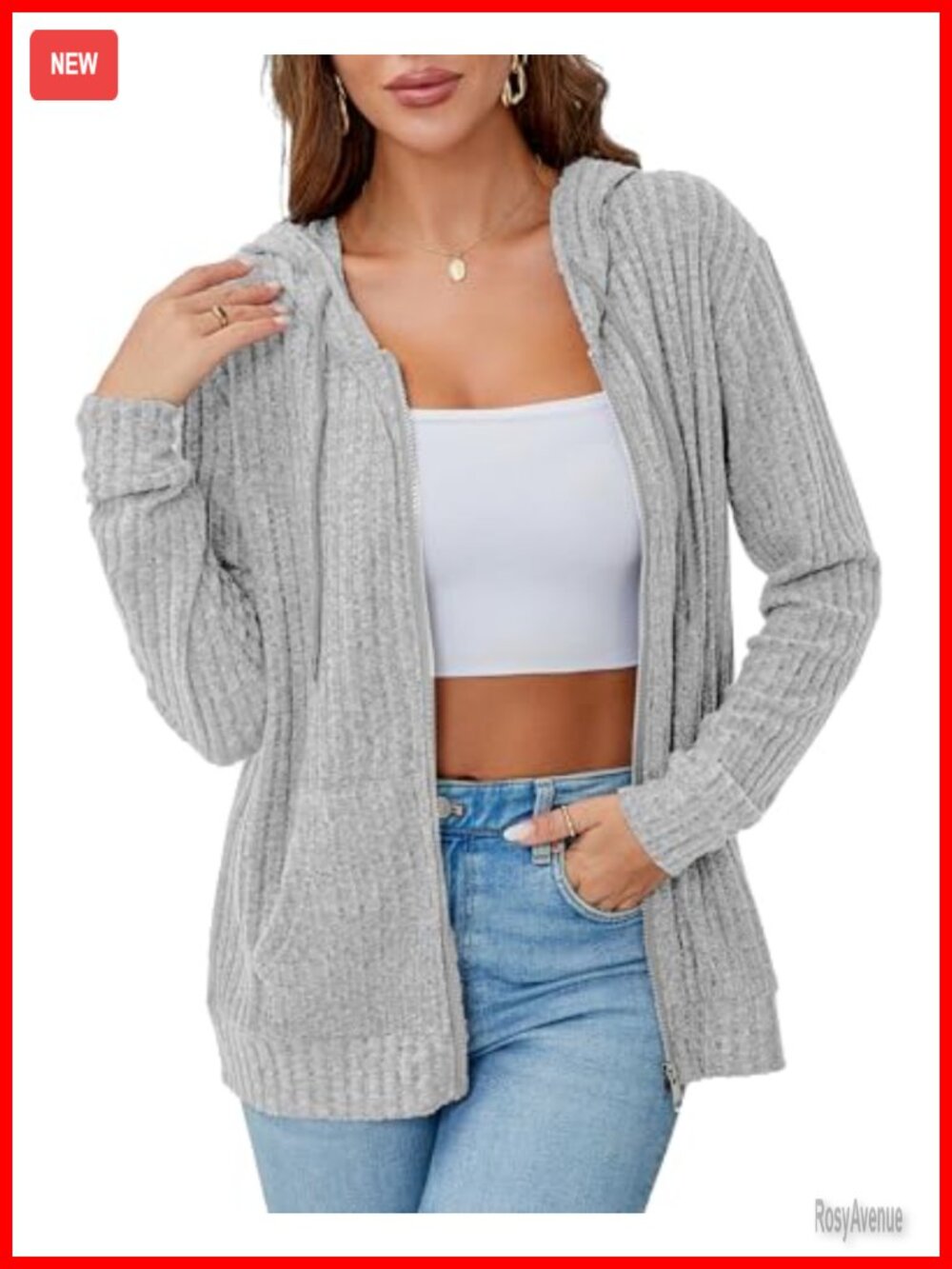 Women's Lightweight Zip Up Hoodie Oversized Sweatshirt Long Sleeve